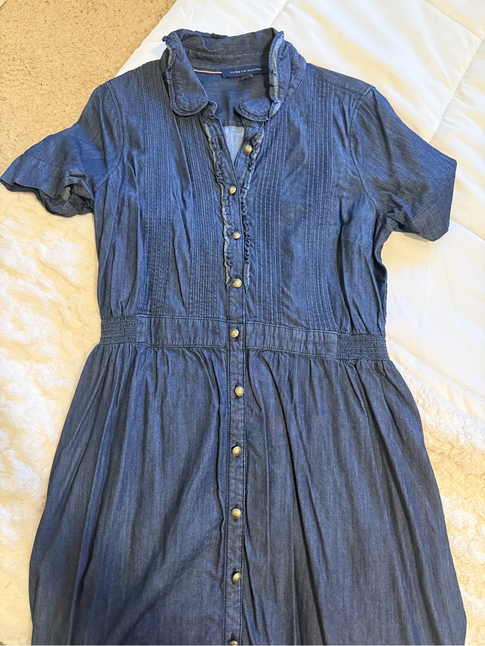 Blue Denim Button-Front Dress